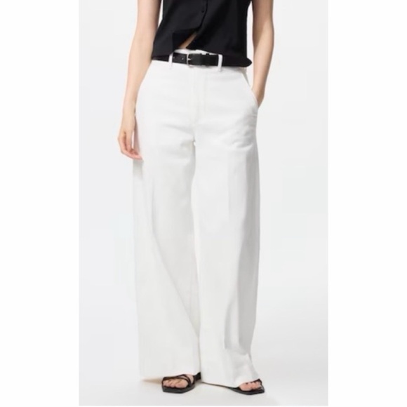 Uniqlo Denim - UNIQLO • White Wide-Leg High-Rise Trouser Style Jeans, XS